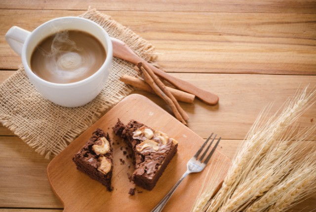 irish coffee cake on the surface.