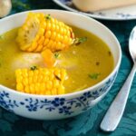 sweet corn soup in bowl.