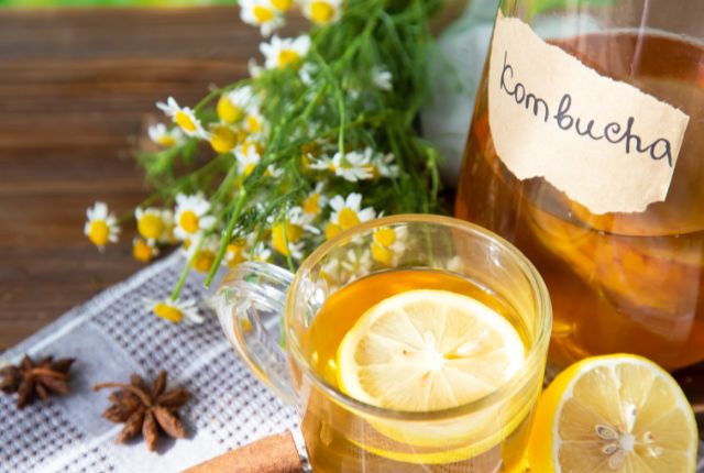 kombucha tea in the glass, kombucha tea recipe.