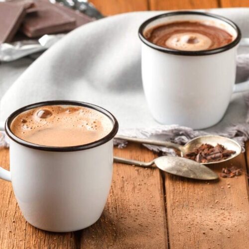nutella hot chocolate in white color up.