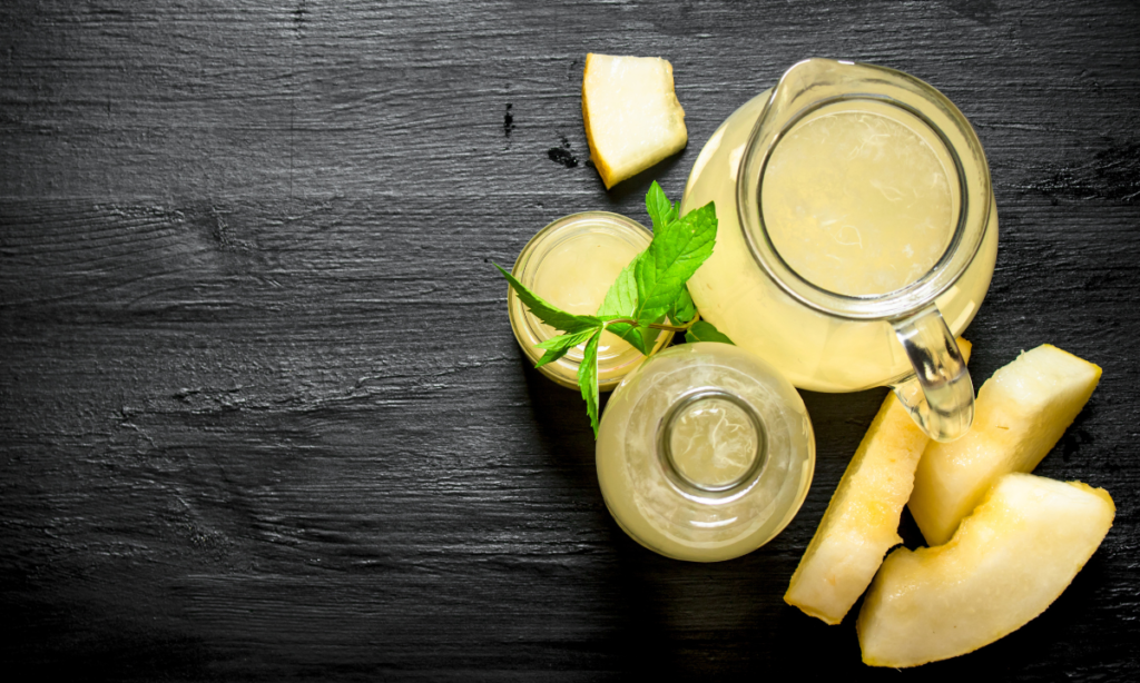 musk melon juice in jar.