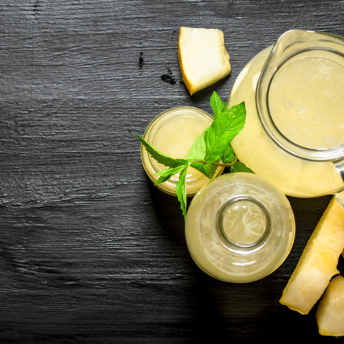 musk melon juice in jar.